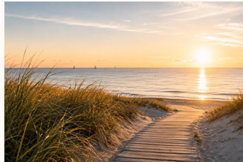 Sonnenuntergang am Strandweg
